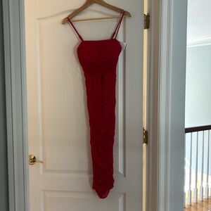 Bodycon Mesh Ruched Red Dress size XS NWT